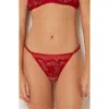 Etam Amaryllis Embroidered Thong In Red
