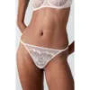 Etam Amaryllis Embroidered Thong In White