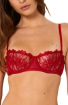 Etam Amaryllis Embroidered Underwire Demi Bra In Red