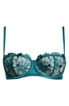 Etam Amaryllis Embroidered Underwire Demi Bra In Duck-egg Blue