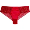 Etam Amaryllis Lace & Satin Hipster Panties In Red