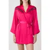 Etam Attitude Deshabille Lace Trim Satin Robe In Pink