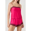 Etam Attitude Lace Trim Satin Camisole In Pink