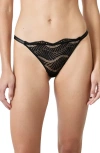 Etam Audace Lace Thong In Black
