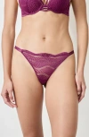 Etam Audace Lace Thong In Purple