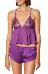 Etam Audacieuse Lace & Chiffon Babydoll Camisole In Purple