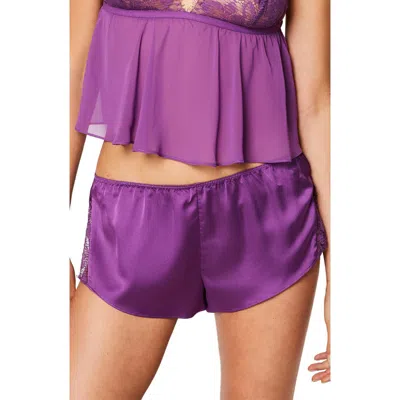 Etam Audacieuse Lace & Satin Pajama Shorts In Purple