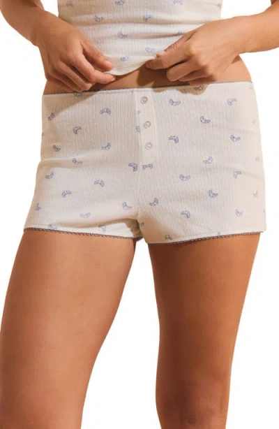 Etam Belen Ribbed Sleep Shorts In Neutral