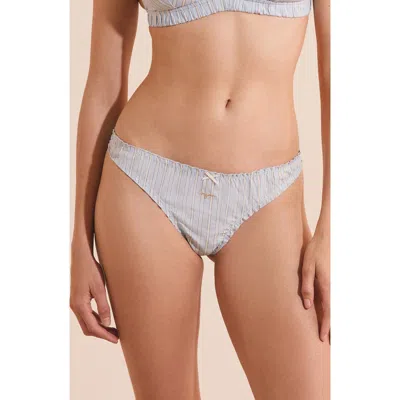Etam Benicio Day Striped Cotton Thong In Multi