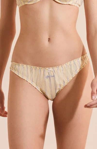 Etam Benicio Striped Cotton Brazilian Panties In Neutral