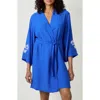 Etam Beste Crinkled Robe In Blue