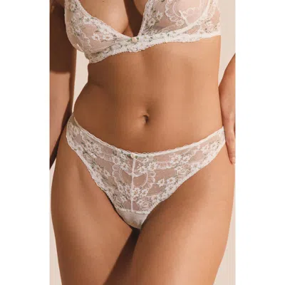 Etam Bouquet Thong In White