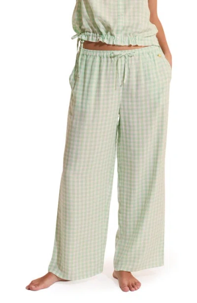 Etam Brise Plaid Wide Leg Pajama Pants In Green
