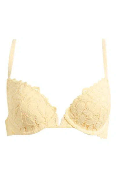 Etam Celeste Floral Lace Push-up Underwire Bra In Yellow