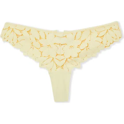 Etam Celeste Lace Tanga Thong In Yellow
