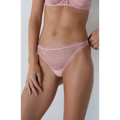 Etam Coeur Embroidered Thong In Neutral