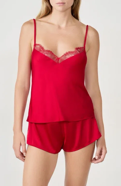 Etam Confidence Lace Trim Camisole In Red