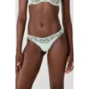 Etam Daisy Embroidered Tanga Thong In Green