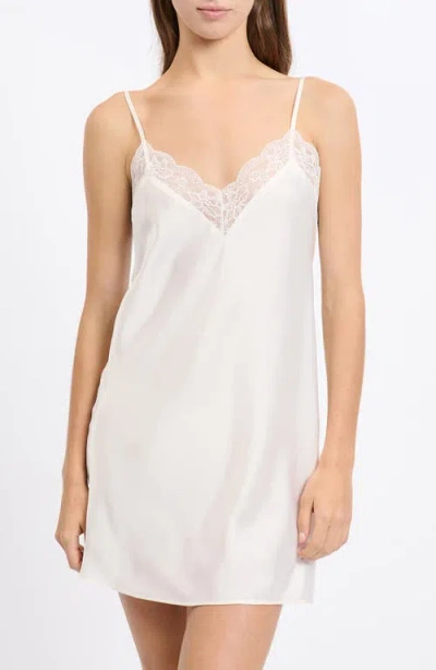 Etam Desire Lace Trim Satin Chemise In Ecru