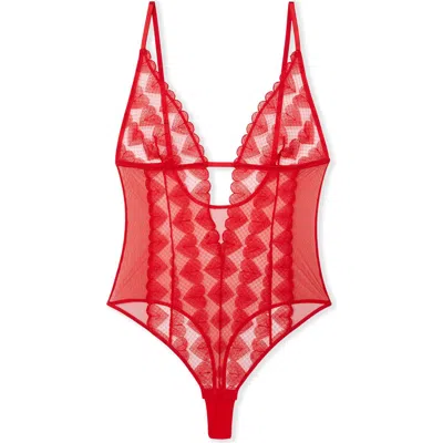 Etam Desire Rouge Cotton Bodysuit In White