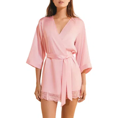 Etam Desire Satin Robe In Pink
