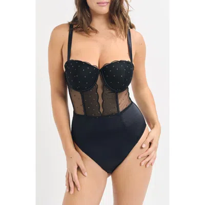 Etam Divine Embellished Underwire Bodysuit In Green