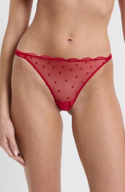 Etam Divine Rhinestone Thong In Red
