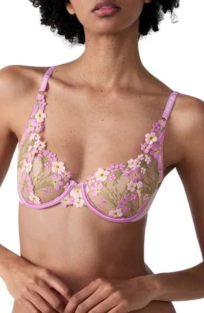Etam Douceur Classique Underwire Unlined Bra In Purple