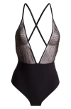 Etam Effusion Rhinestone Bodysuit In Black