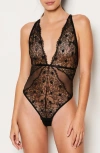 Etam Elixir Crisscross Back Lace Bodysuit In Black
