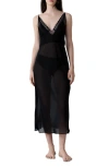 Etam Embleme Nuisette Lace Trim Mesh Nightgown In Black