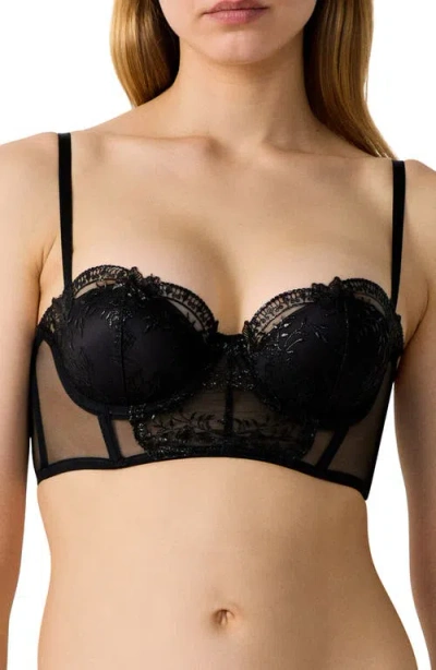Etam Enivrante Underwire Balconette Push-up Bra In Black