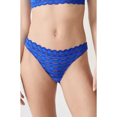 Etam Enjouee Embroidered Briefs In Blue