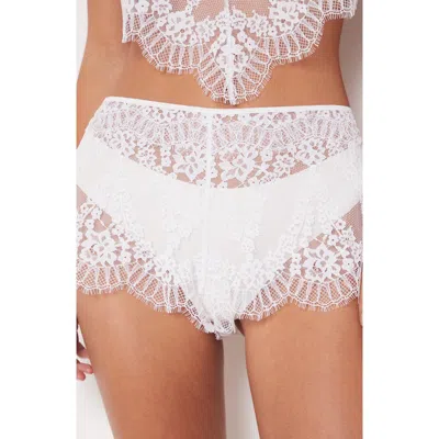 Etam Escapade Sheer Lace Pajama Shorts In White