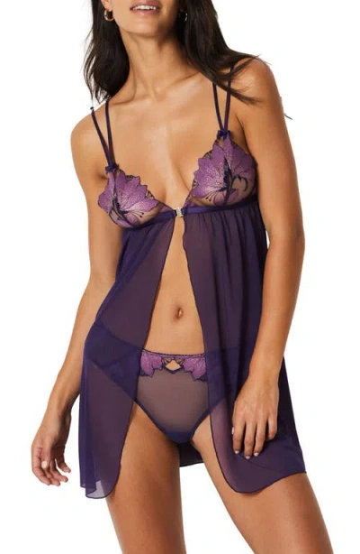 Etam Exaltee Open Front Chemise In Blueberry