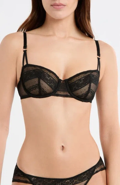 Etam Exception N°9 Embroidered Underwire Balconette Bra In Black