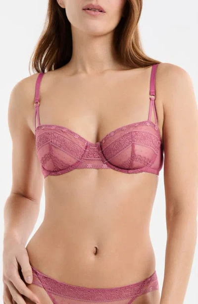 Etam Exception N°9 Embroidered Underwire Balconette Bra In Pink