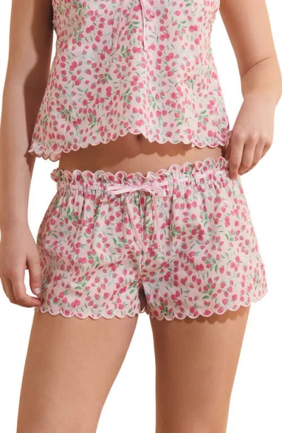 Etam Feuilline Pajama Shorts In Pink