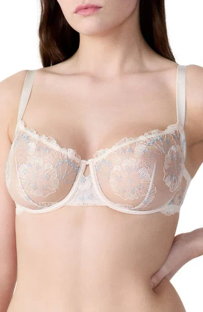 Etam Flowers N°9 Underwire Balconette Bra In Light Blue