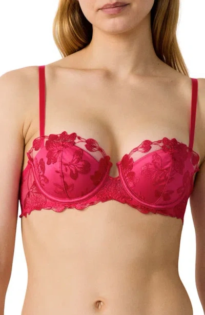 Etam Fragrance Underwire Push-up Balconette Bra In Fuchsia
