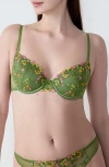 Etam Gourmandise No. 2 Underwire Plunge Push-up Bra In Green