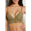 Etam Gravure Lace Underwire Bra In Khaki Olive