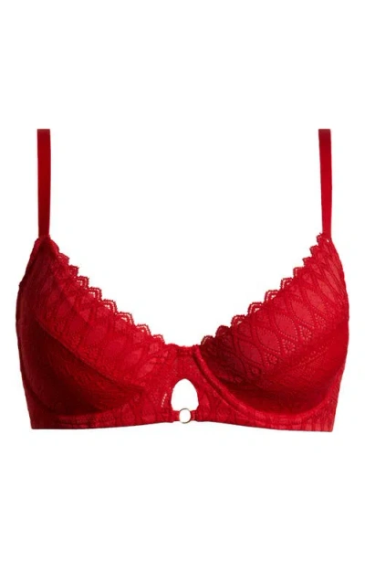 Etam Gravure Underwire Minimizer Demi Bra In Red