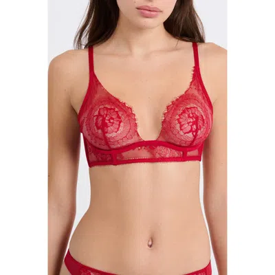 Etam Iconique Arm Classique Underwire Plunge Bra In Red