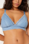 Etam Idole Lace Triangle Bralette In Blue Green