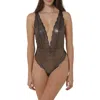 Etam Idole Metallic Lace Bodysuit In Gold