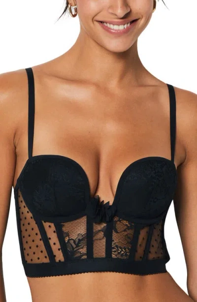 Etam Impertinente Tulle & Lace Underwire Bustier In Black