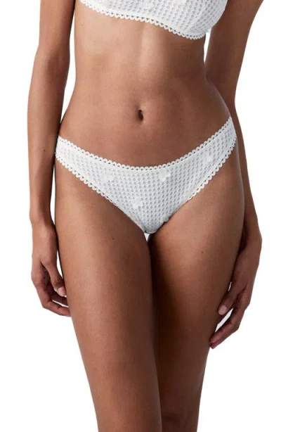 Etam Jasmin Embroidered Tulle Tanga Panties In Ecru
