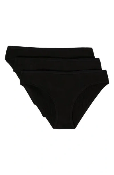 Etam John 3-pack Ribbed Bikini Briefs In Black
