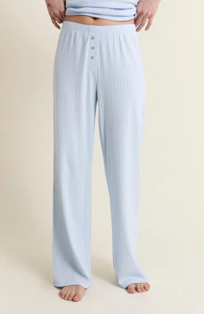 Etam Katell Pointelle Cotton Pajama Pants In Blue
